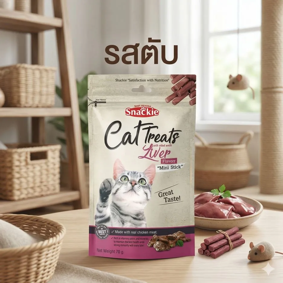 Snackie ขนมชนิดแท่งนิ่ม สำหรับแมว 70g.