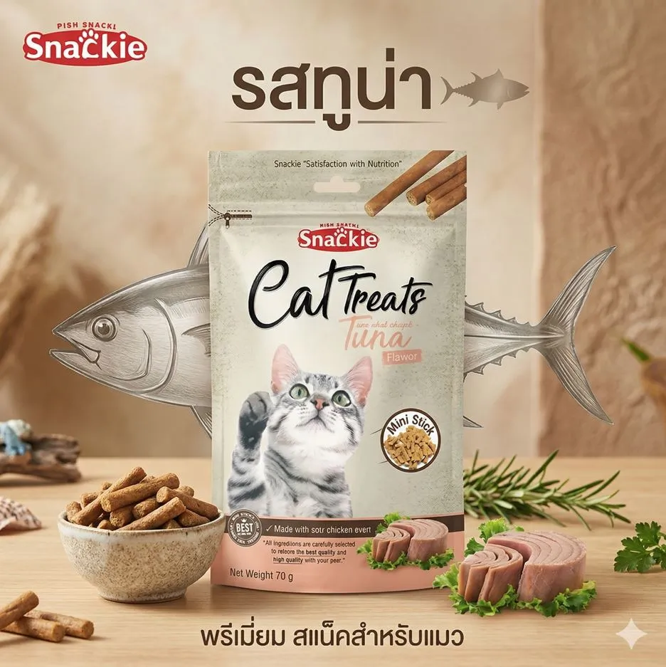 Snackie ขนมชนิดแท่งนิ่ม สำหรับแมว 70g.
