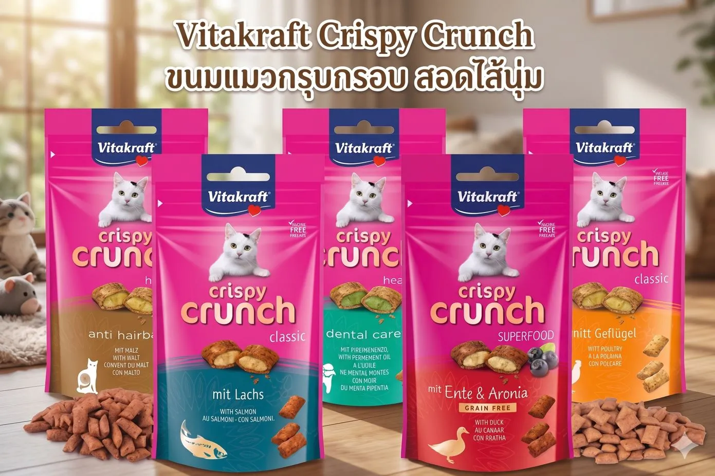 Vitakraft Crispy ขนมกรุบกรอบ สอดไส้นุ่ม สำหรับแมว 60g.