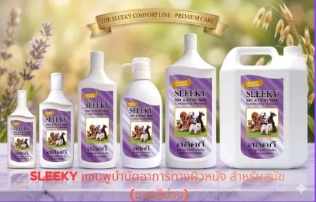 SLEEKY แชมพูบำบัดอาการทางผิวหนัง สำหรับสุนัข (ขวดสีม่วง)
