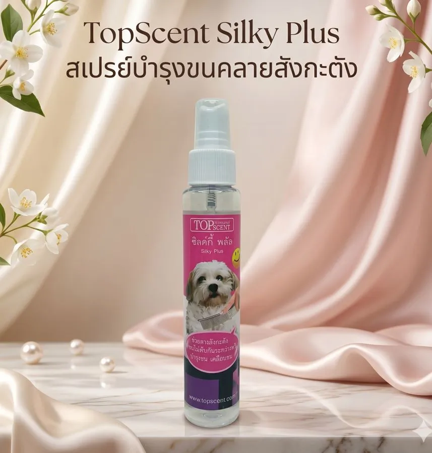 TopScent Silky Plus สเปรย์บำรุงขนคลายสังกะตัง