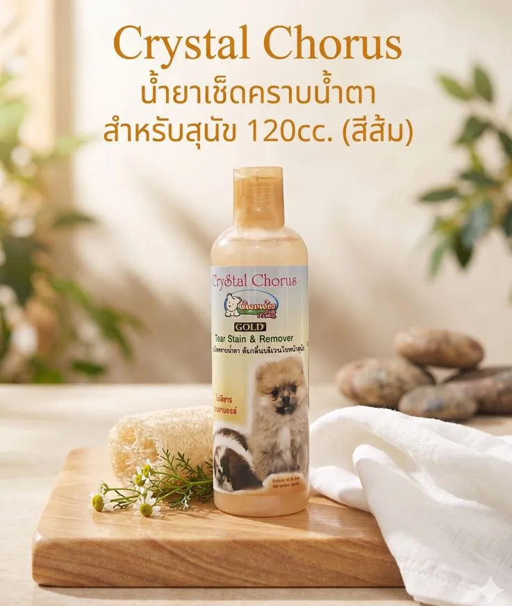CryStal Chorus น้ำยาเช็ดคราบน้ำตา สำหรับสุนัข 120cc. (สีส้ม)