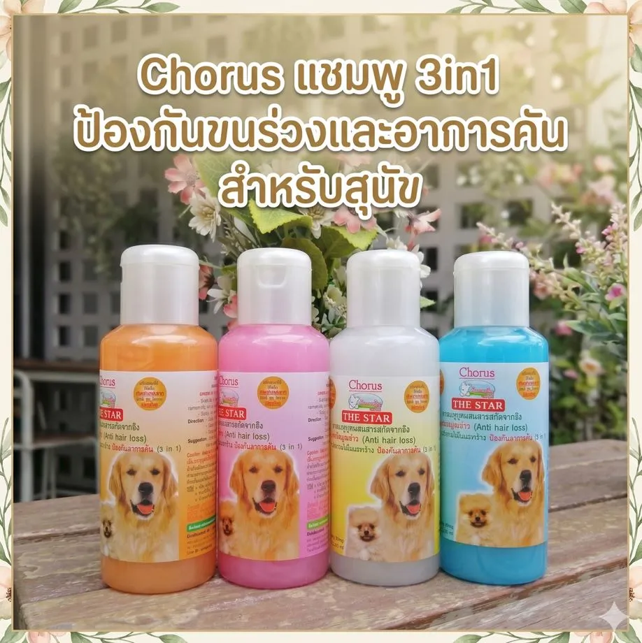 Chorus แชมพู 3in1 ป้องกันขนร่วงและอาการคัน สำหรับสุนัข