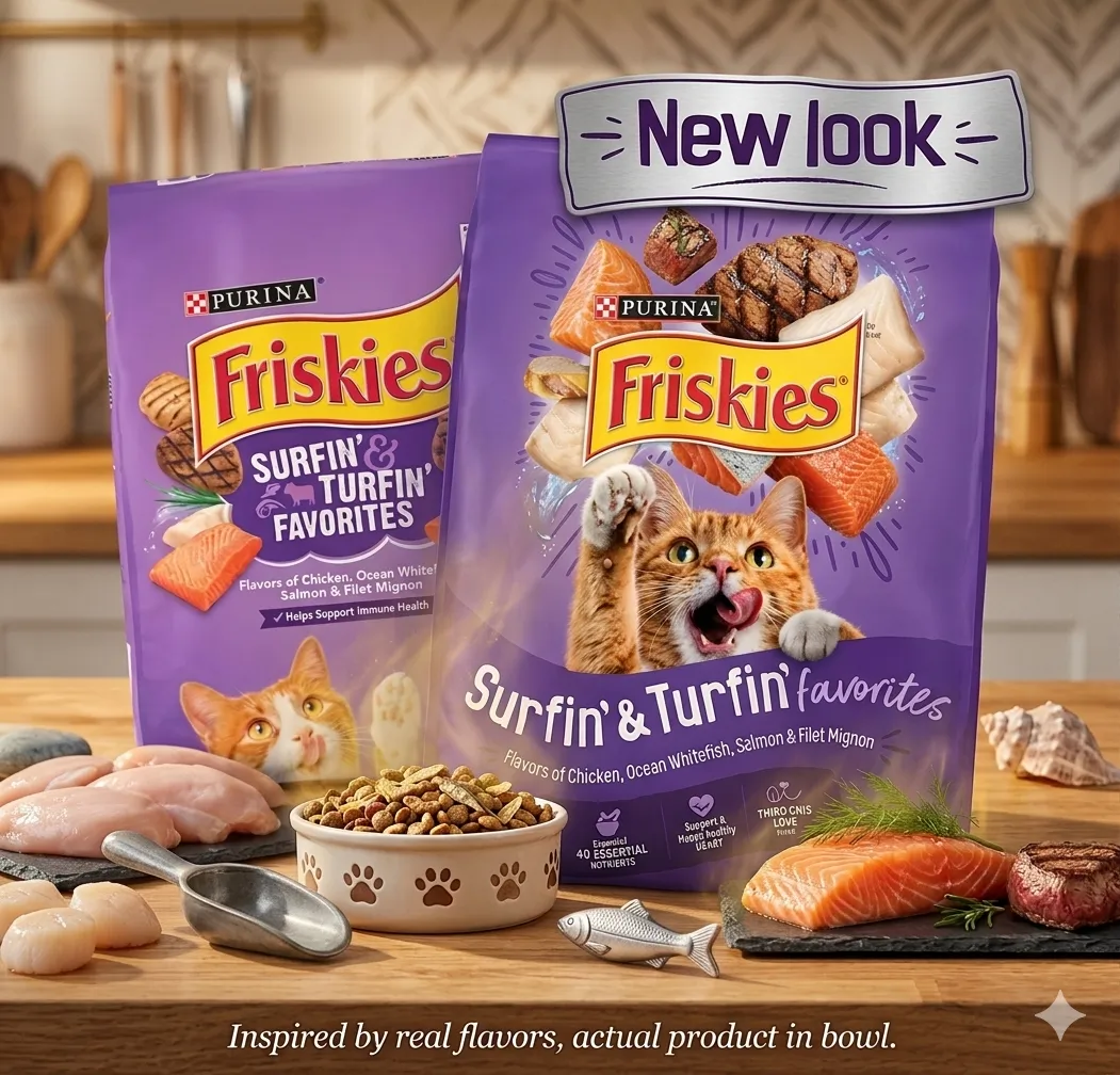 Friskies Surfin' & Turfin' สูตรเซิร์ฟฟิ่ง แอนด์ เทิร์ฟ รวมมิตรปลาและเนื้อ