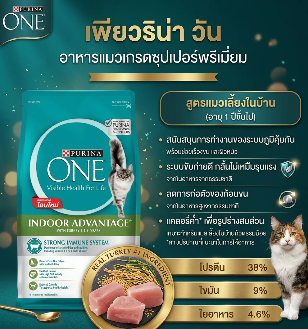 Purina One Indoor Advantage สูตรแมวเลี้ยงในบ้าน