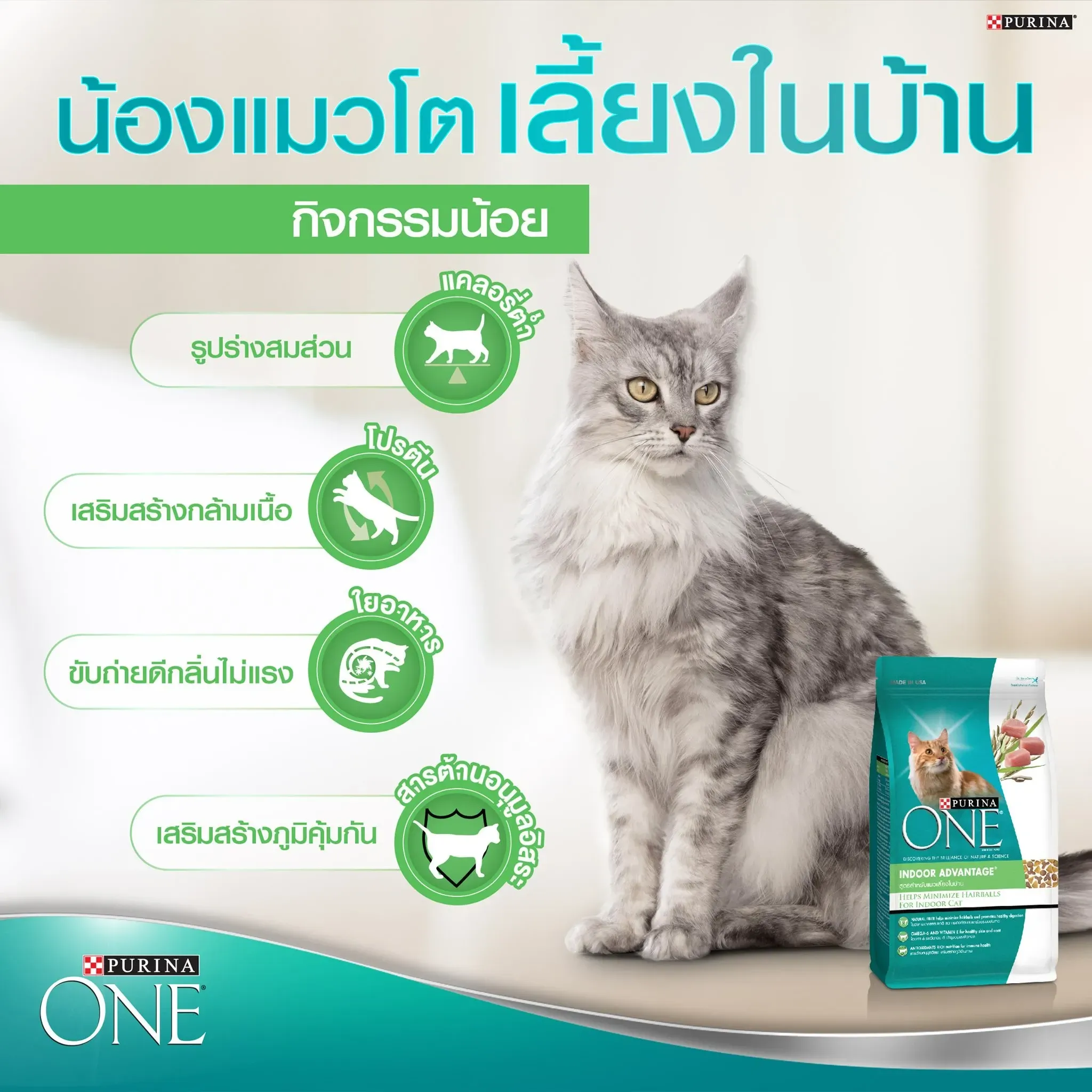Purina One Indoor Advantage สูตรแมวเลี้ยงในบ้าน