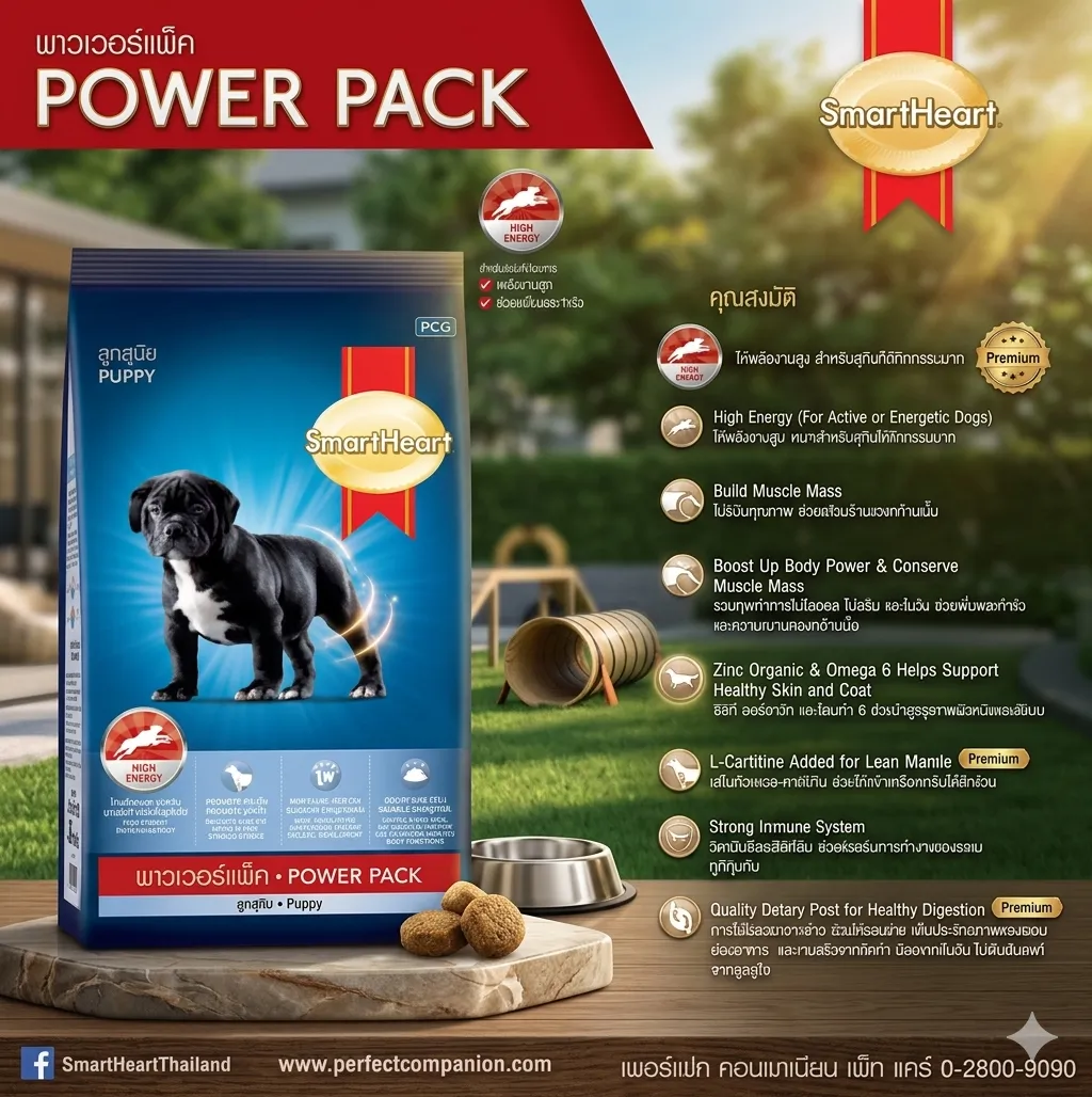 Smartheart Power Pack Puppy อาหารเม็ดสำหรับลูกสุนัขพันธุ์กลาง-ใหญ่