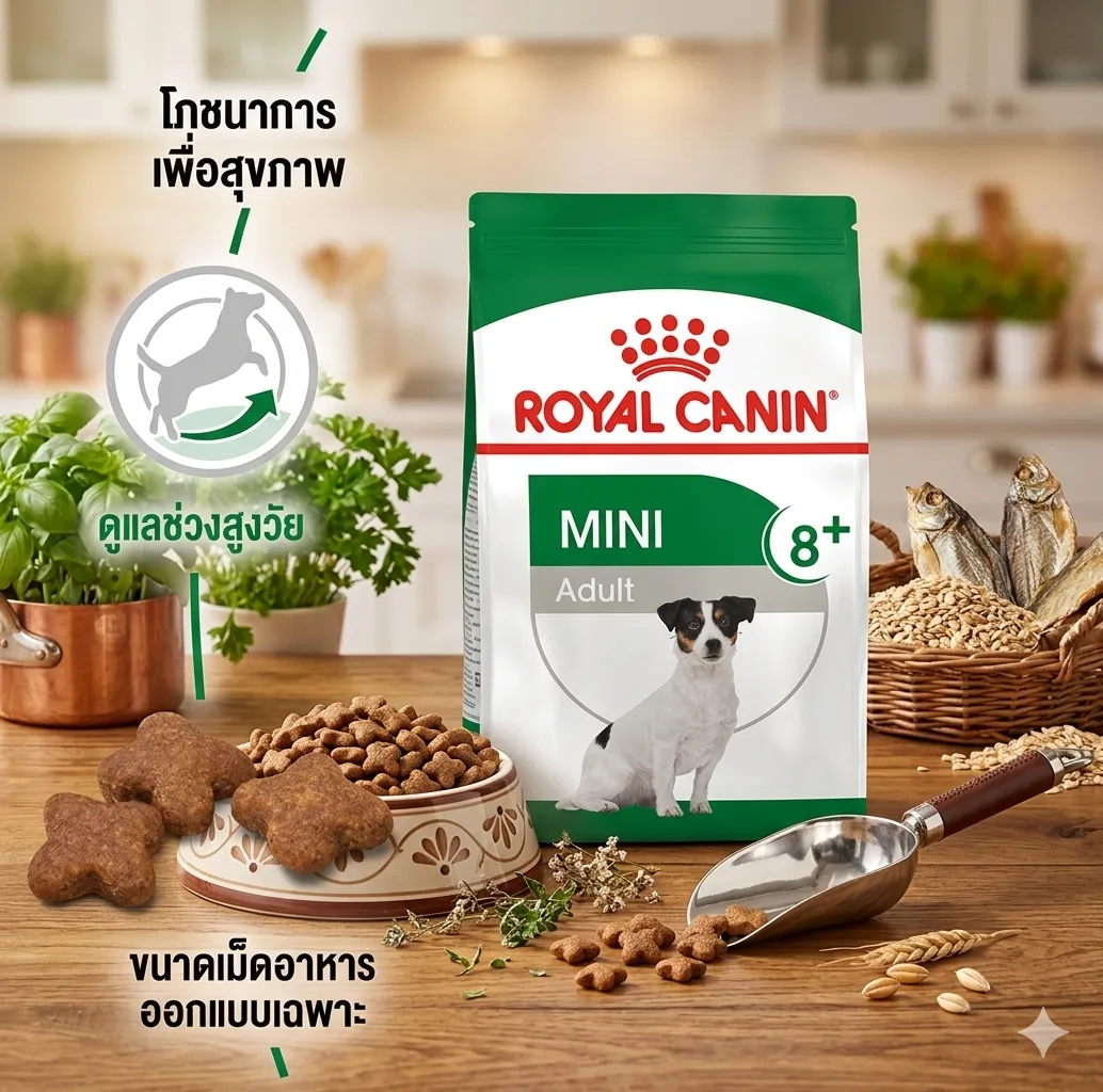 Royal Canin Mini Adult 8+ อาหารสำหรับสุนัขโตพันธุ์เล็ก อายุ 8 ปีขึ้นไป