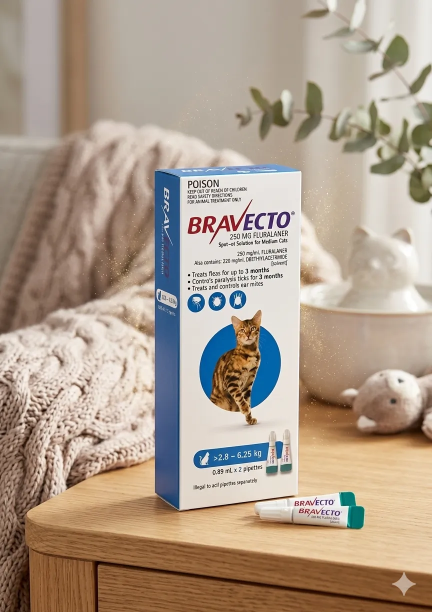 Bravecto Plus สำหรับแมว น้ำหนัก 2.8–6.25 กก.