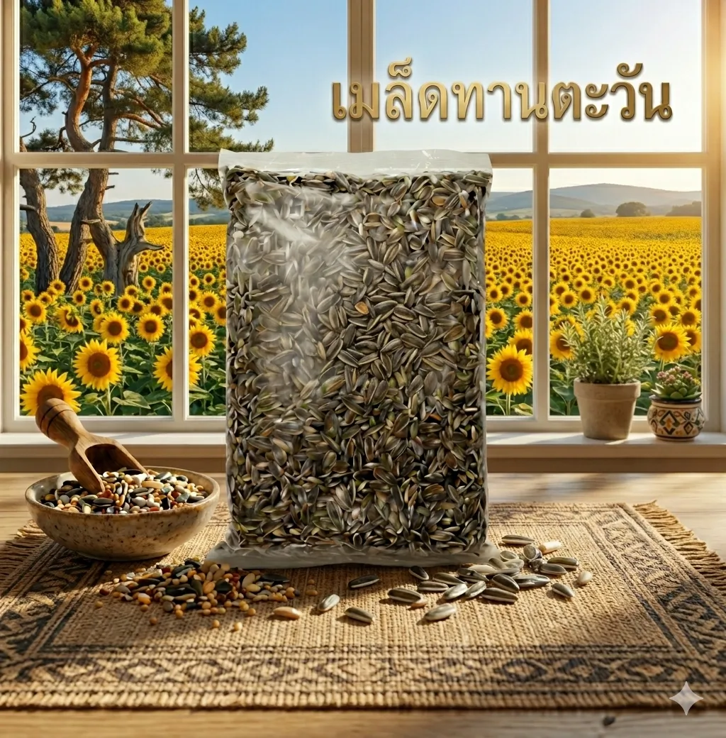 เมล็ดทานตะวันสีดำ ขนาดเม็ดใหญ่ 1 Kg.