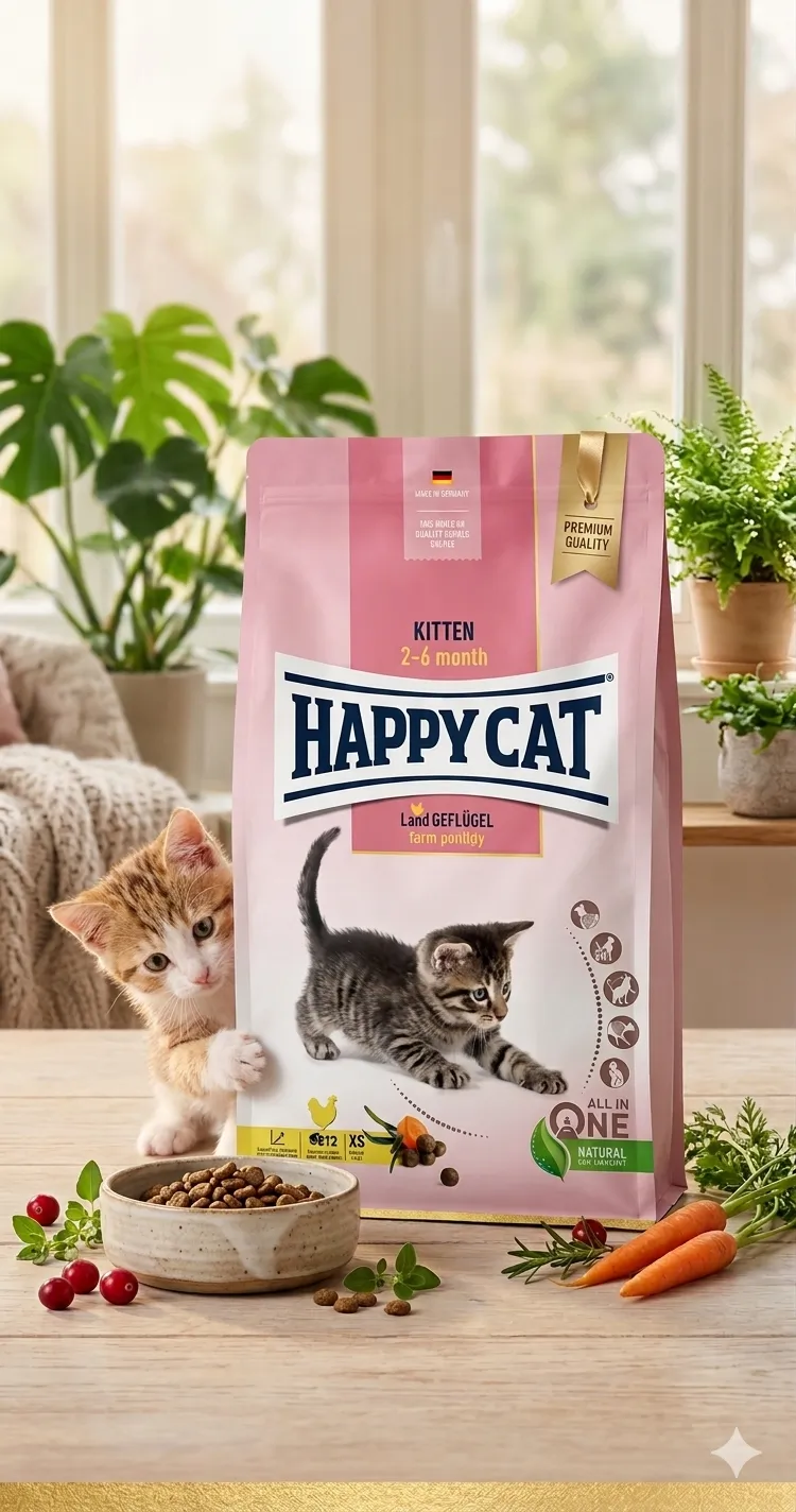 Happy Cat Supreme Kitten Geflugel สูตรไก่ + แซลมอน สำหรับลูกแมว อายุ 5 สัปดาห์–4 เดือน
