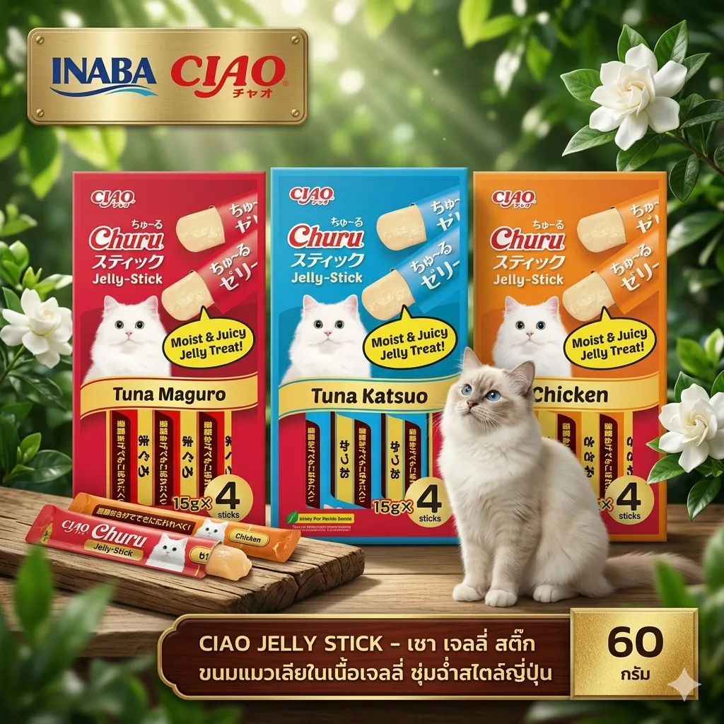 Ciao สติ๊ก ขนมแมวแท่ง ในเยลลี่ 14Gx4