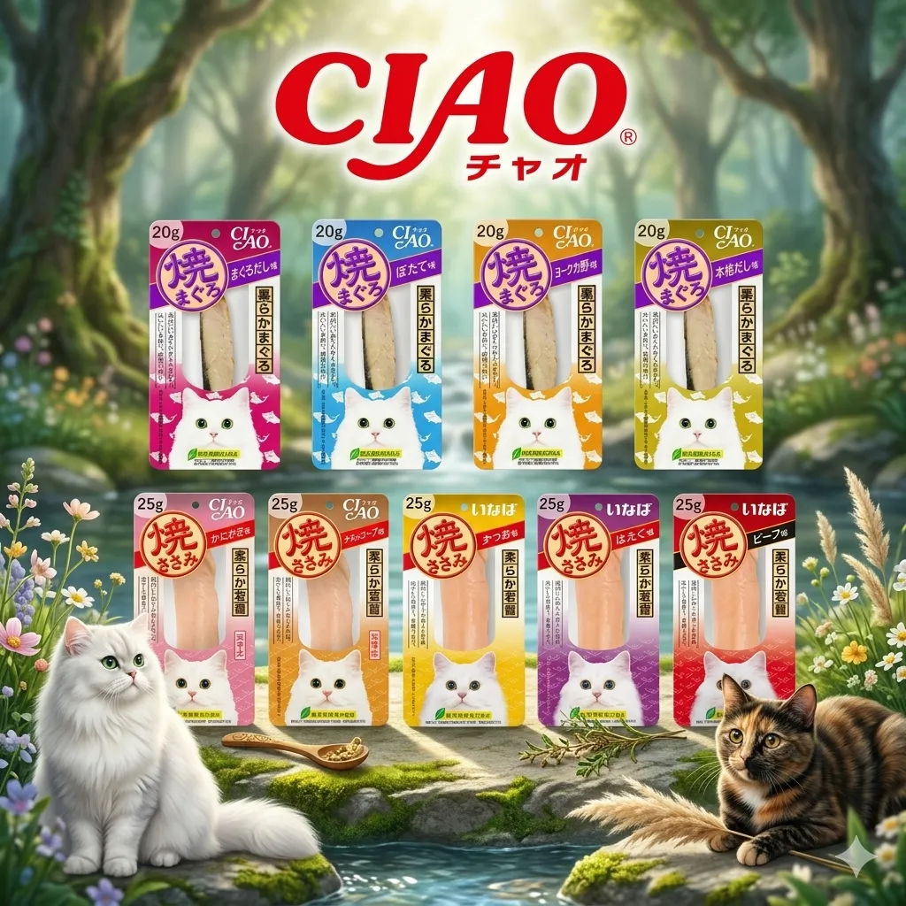 Ciao ยากิ ขนมแมวย่างแบบแท่งเดี่ยว 20g-25g(หลายรสชาติ)