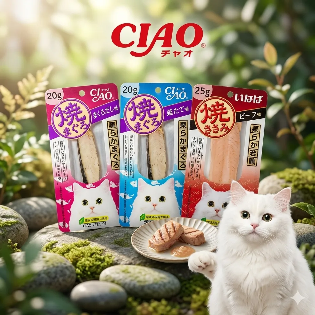 Ciao ยากิ ขนมแมวย่างแบบแท่งเดี่ยว 20g-25g(หลายรสชาติ)