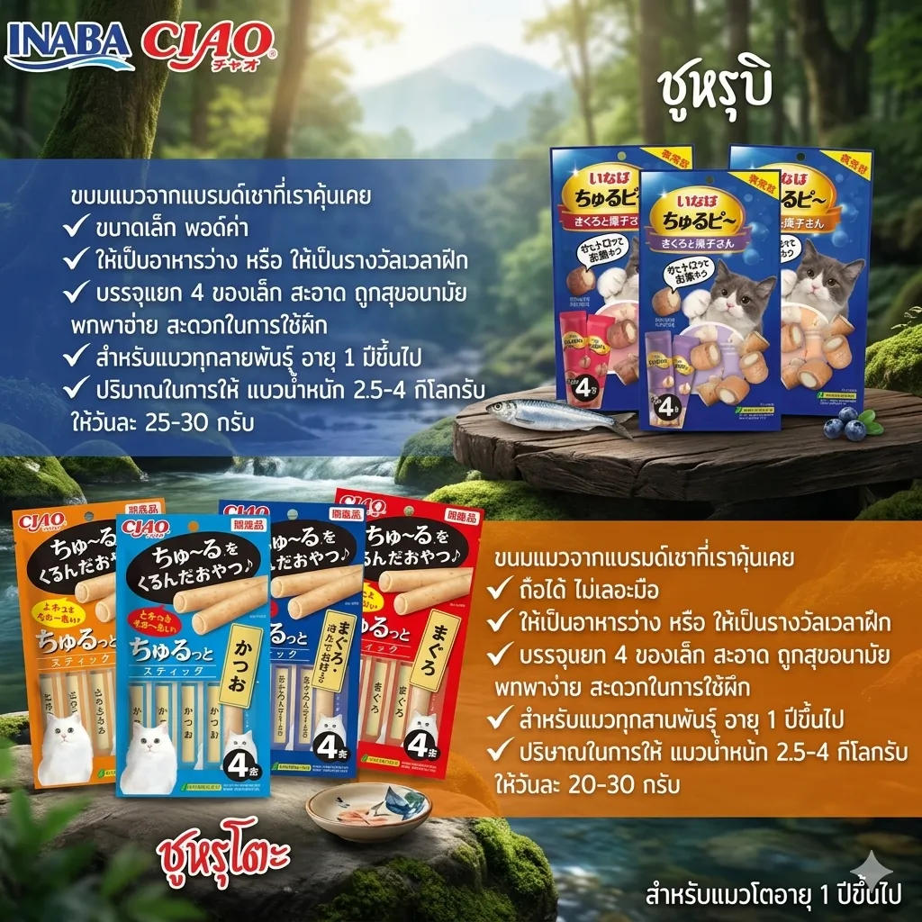 Caio Churuto Stick ขนมสติ๊กแท่ง สอดใส้ครีมแมวเลีย