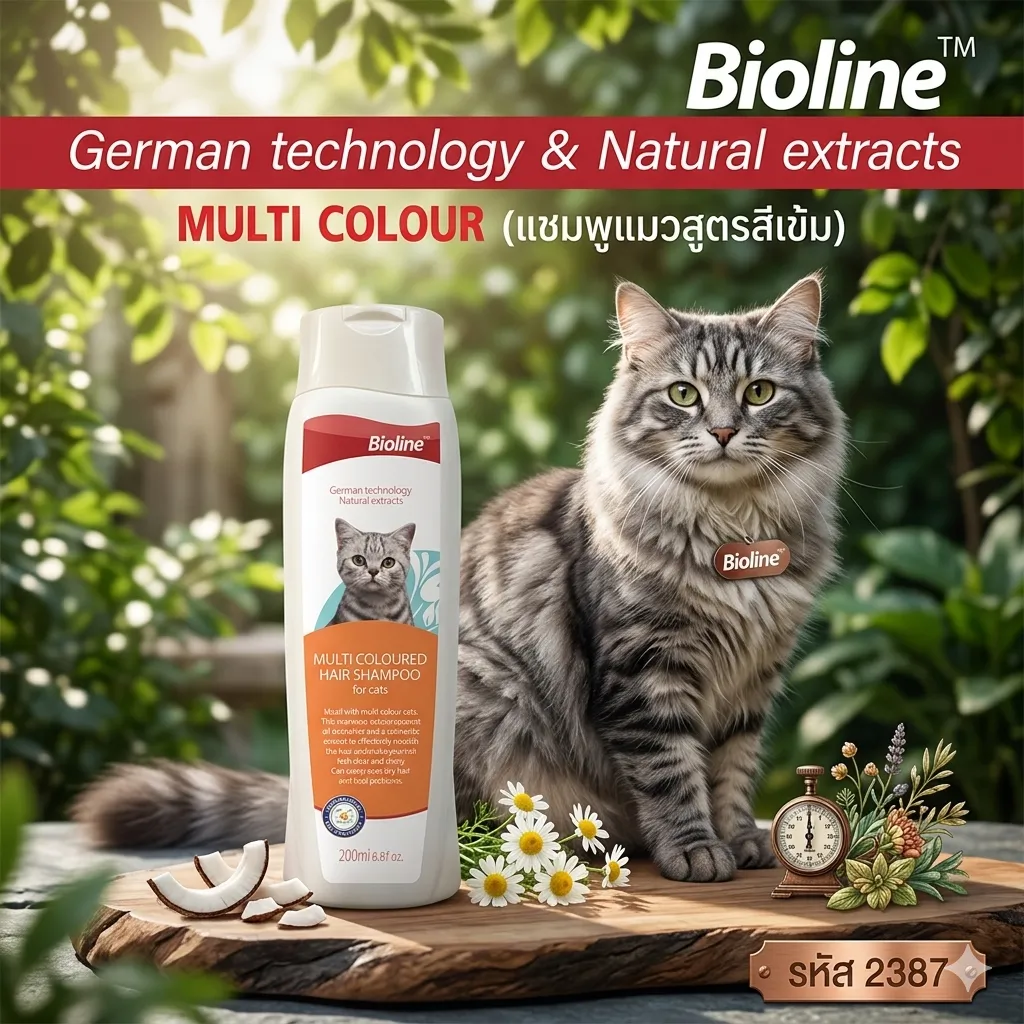 Bioline แชมพูแมวสูตรสีเข้ม Multi Coloured 200Ml.
