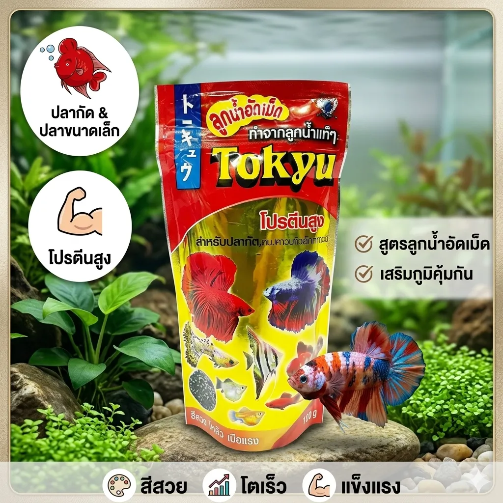 Tokyu (โตคิว) ลูกน้ำอัดเม็ด สำหรับปลากัด