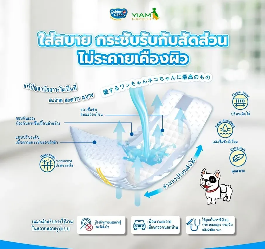 Sukina Petto โอบิผ้าป้องกันฉี่สุนัข (ตัวผู้)