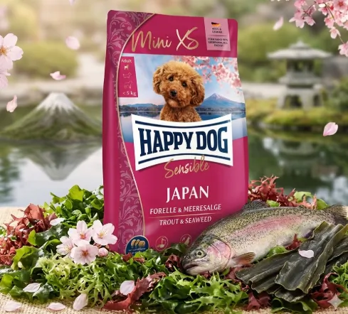 Happy Dog Sensible Mini Xs Japan สูตรปลาเทราต์ สำหรับสุนัขพันธุ์เล็กพิเศษ