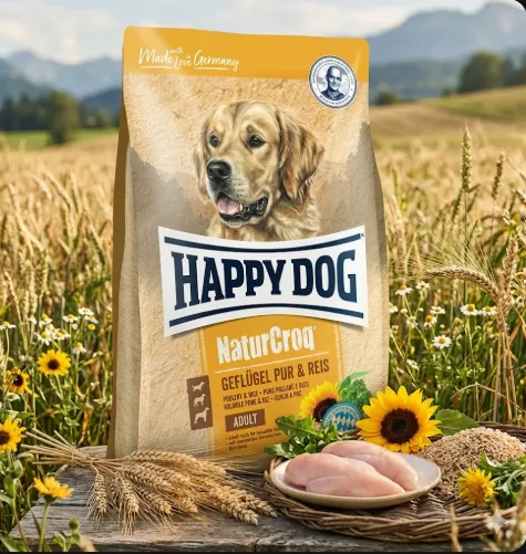 Happy Dog Naturcroq Geflugel Pur & Reis สูตรไก่และข้าว สำหรับสุนัขโต
