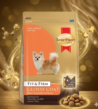 Smartheart Gold Fit&Firm Glossy Coat อาหารเม็ดสุนัขพันธุ์เล็ก สูตรบำรุงดูแลสุขภาพเส้นขน