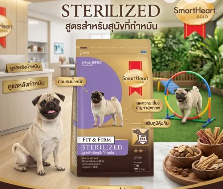 Smartheart Gold Fit&Firm Sterilized อาหารเม็ดสุนัขพันธุ์เล็ก สูตรสำหรับสุนัขทำหมัน