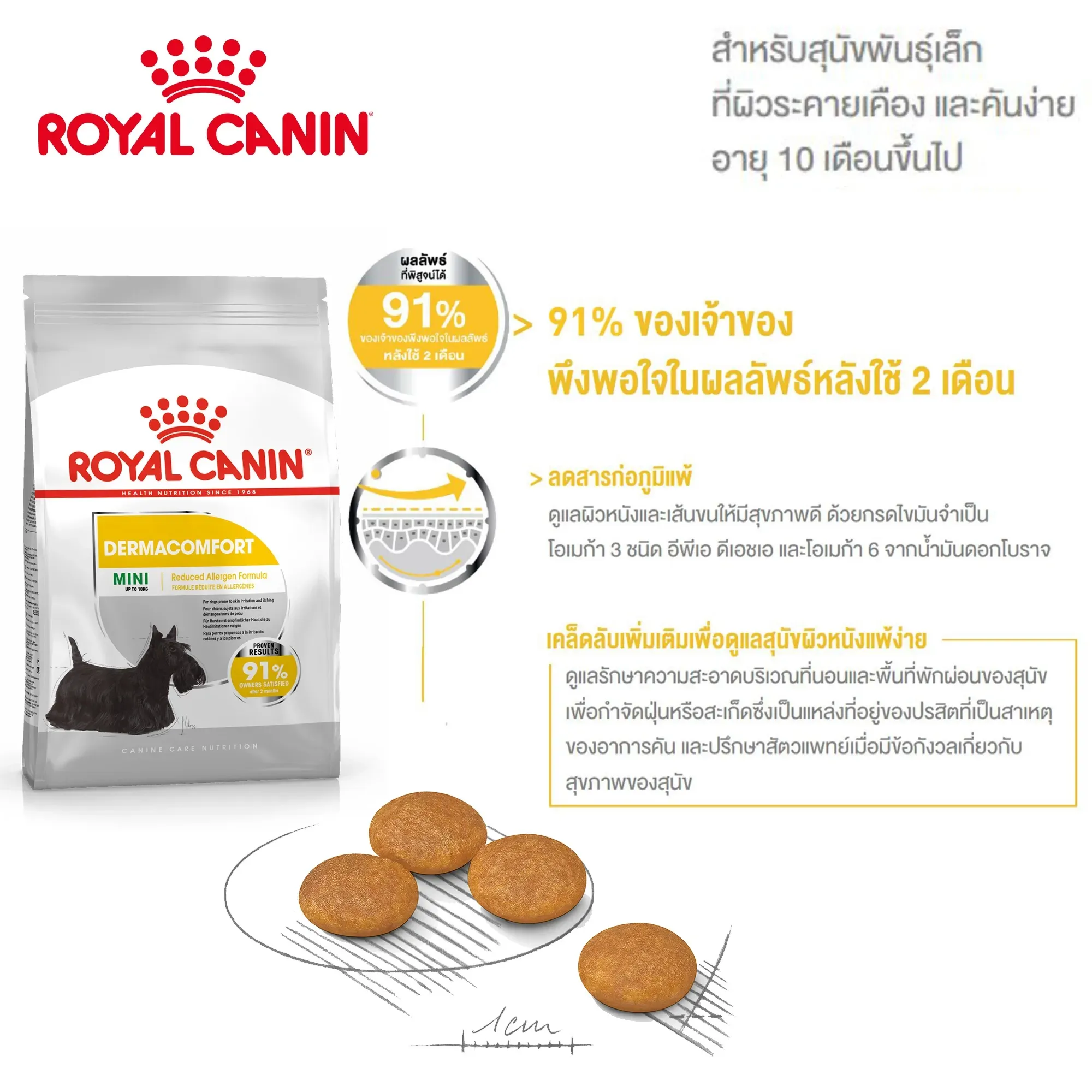 Royal Canin Mini Dermacomfort อาหารสุนัขโตพันธุ์เล็ก สูตรผิวแพ้ง่าย