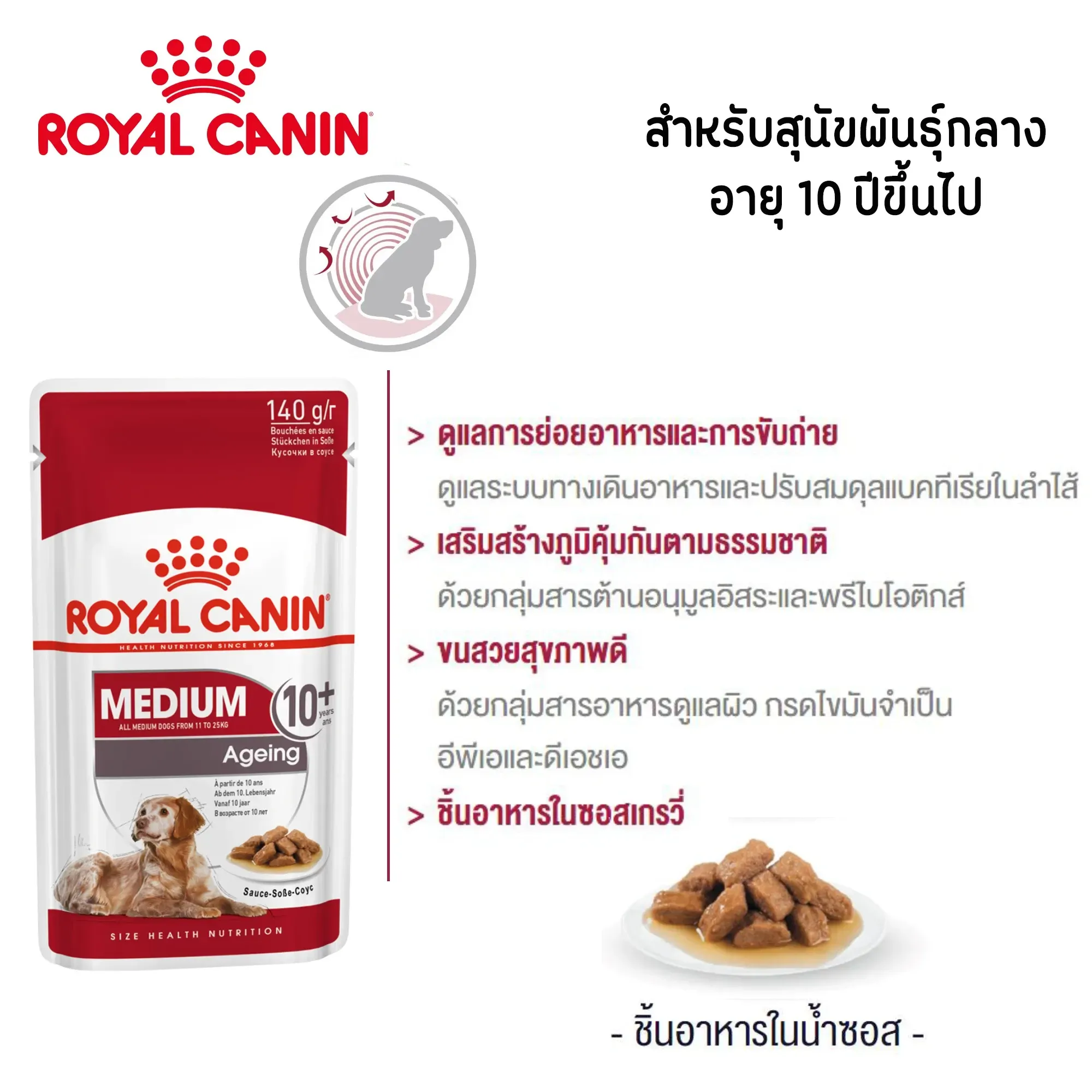 Royal Canin Pouch อาหารเปียกสุนัข สูตร Medium Ageing สำหรับสุนัขพันธุ์กลางสูงวัย 140 g