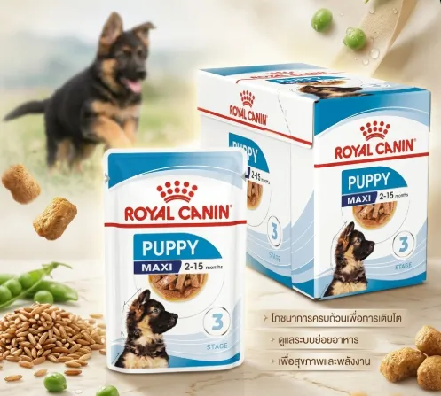 Royal Canin Pouch อาหารเปียกสุนัข สูตร Maxi Puppy สำหรับลูกสุนัขพันธุ์ใหญ่ 140 g