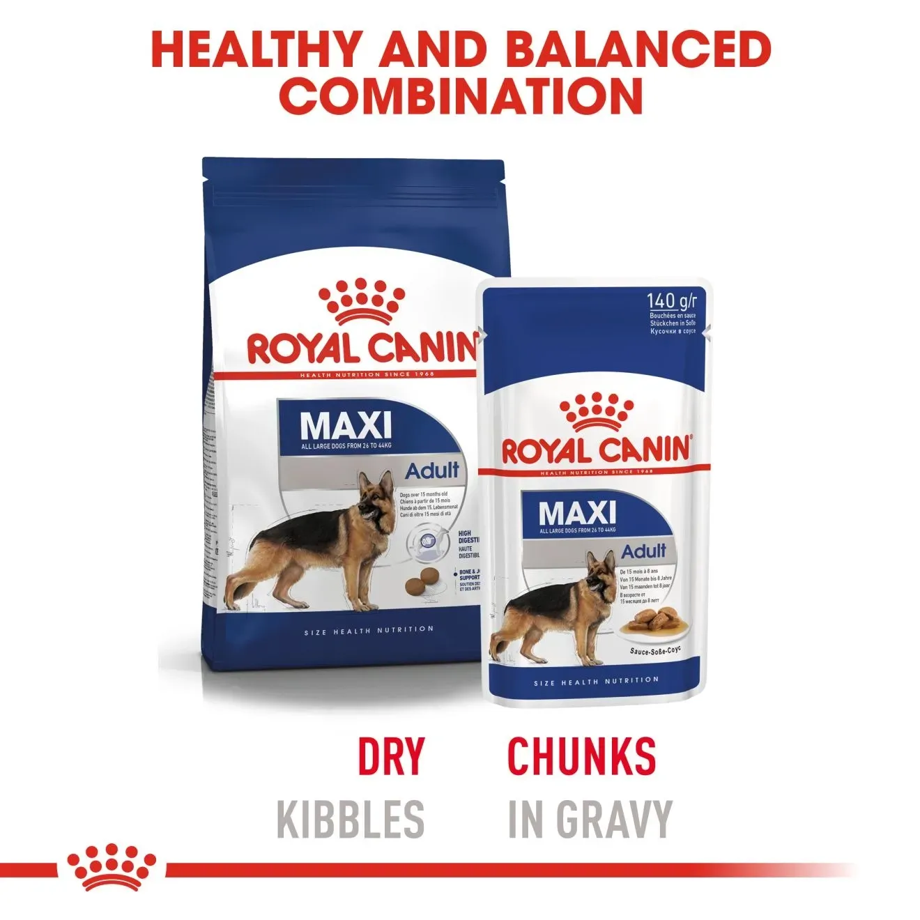 Royal Canin Pouch อาหารเปียกสุนัข สูตร Maxi Adult สำหรับสุนัขโตพันธุ์ใหญ่ 140 g
