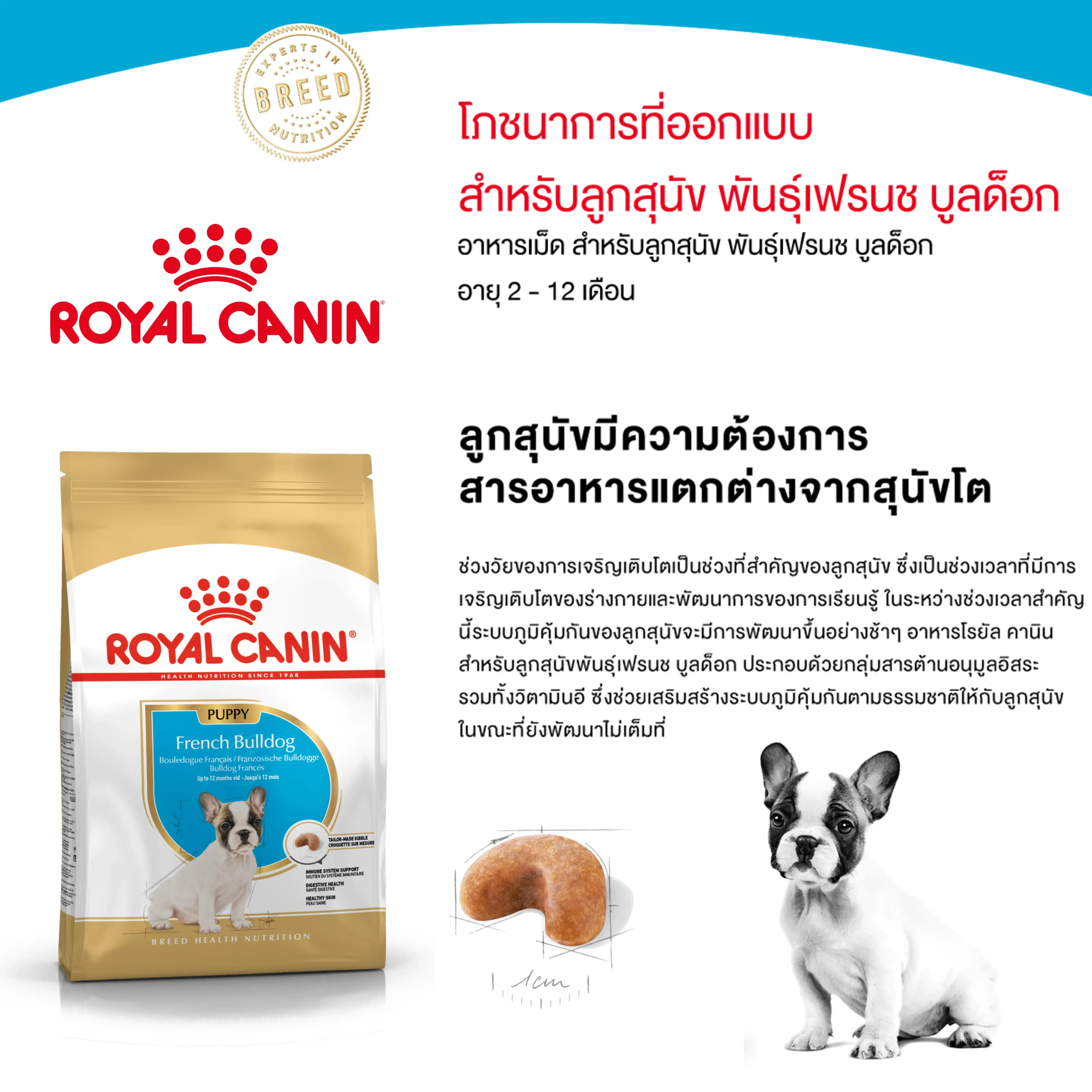 Royal Canin French Bulldog Puppy อาหารเม็ดสำหรับลูกสุนัขเฟรนช์ บูลด็อก