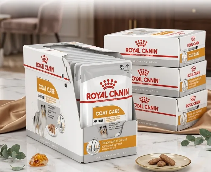 Royal Canin Pouch อาหารเปียกสุนัข สูตร Coat Care Loaf (สูตรดูแลสุขภาพเส้นขน ให้ขนสวยเงางาม) 85 g