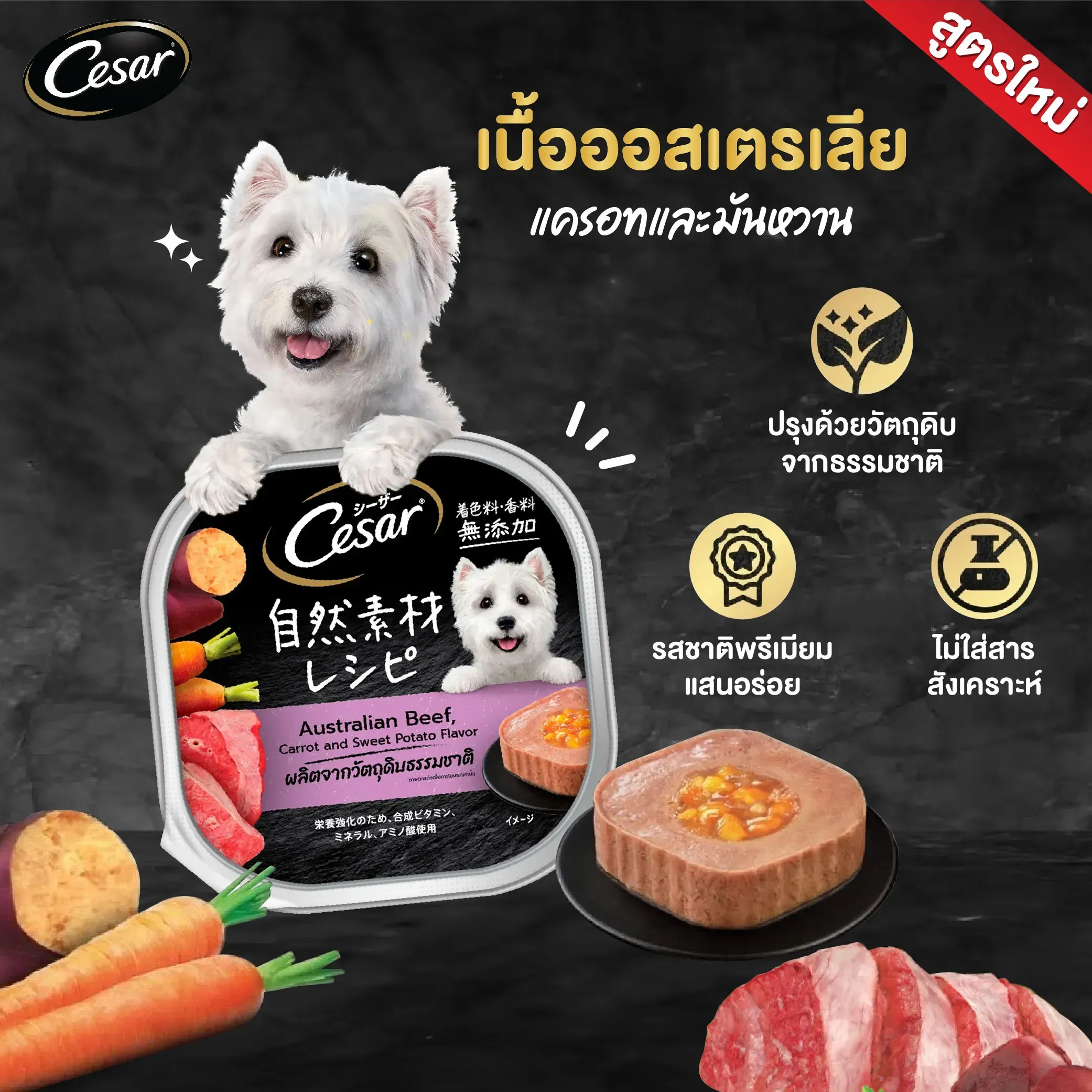 Cesar Crafted Tray อาหารเปียกสุนัขแบบถาด 85 g