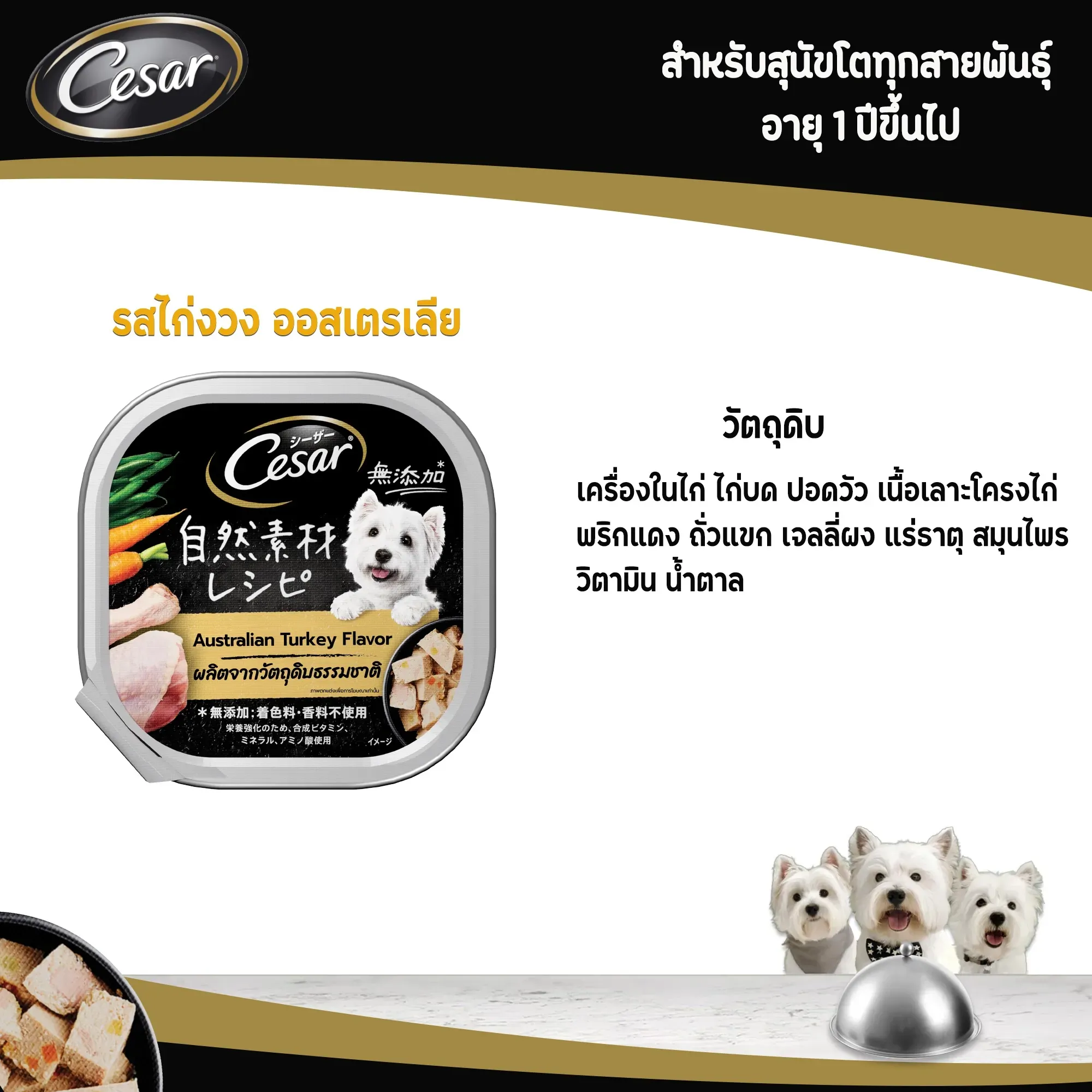 Cesar Crafted Tray อาหารเปียกสุนัขแบบถาด 85 g