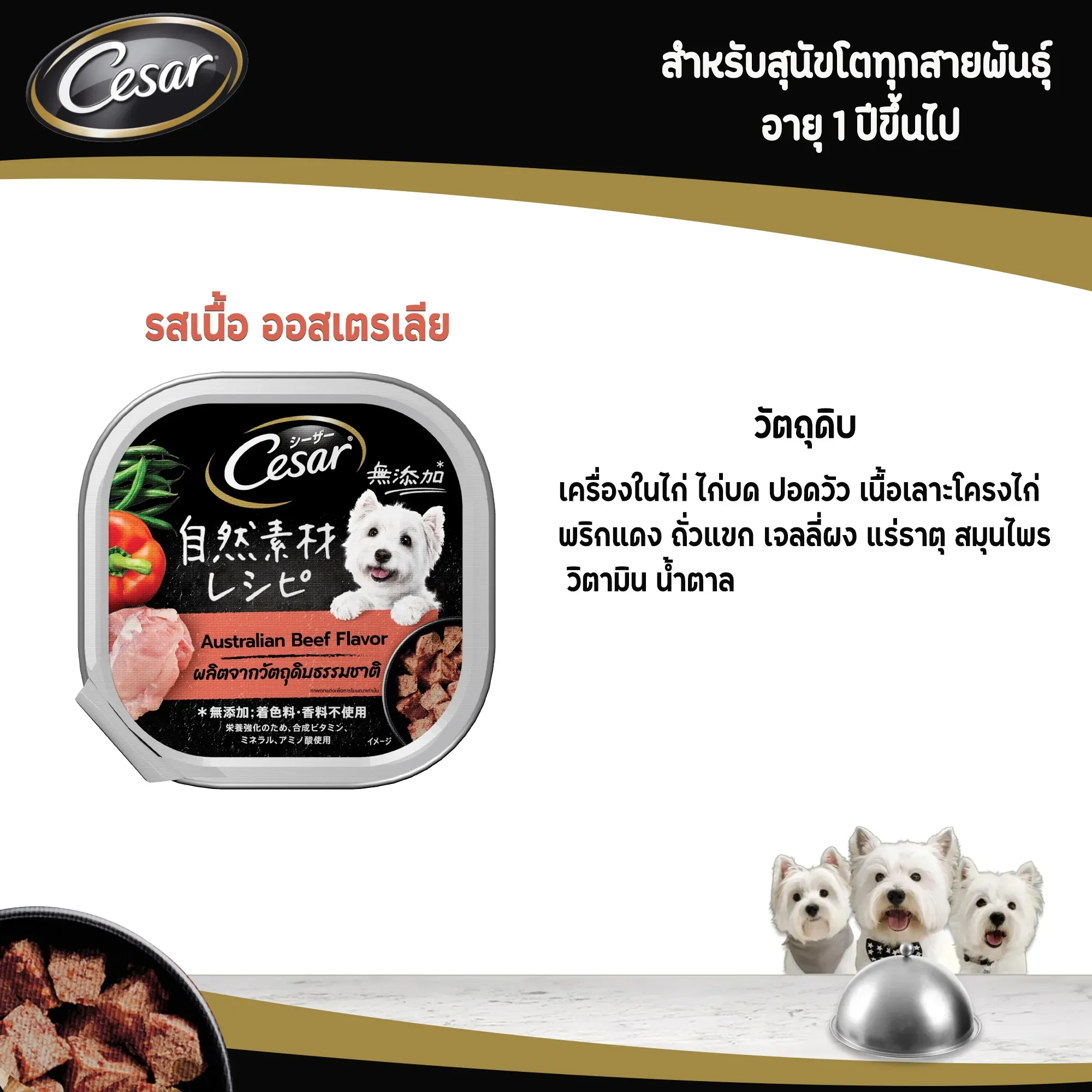 Cesar Crafted Tray อาหารเปียกสุนัขแบบถาด 85 g