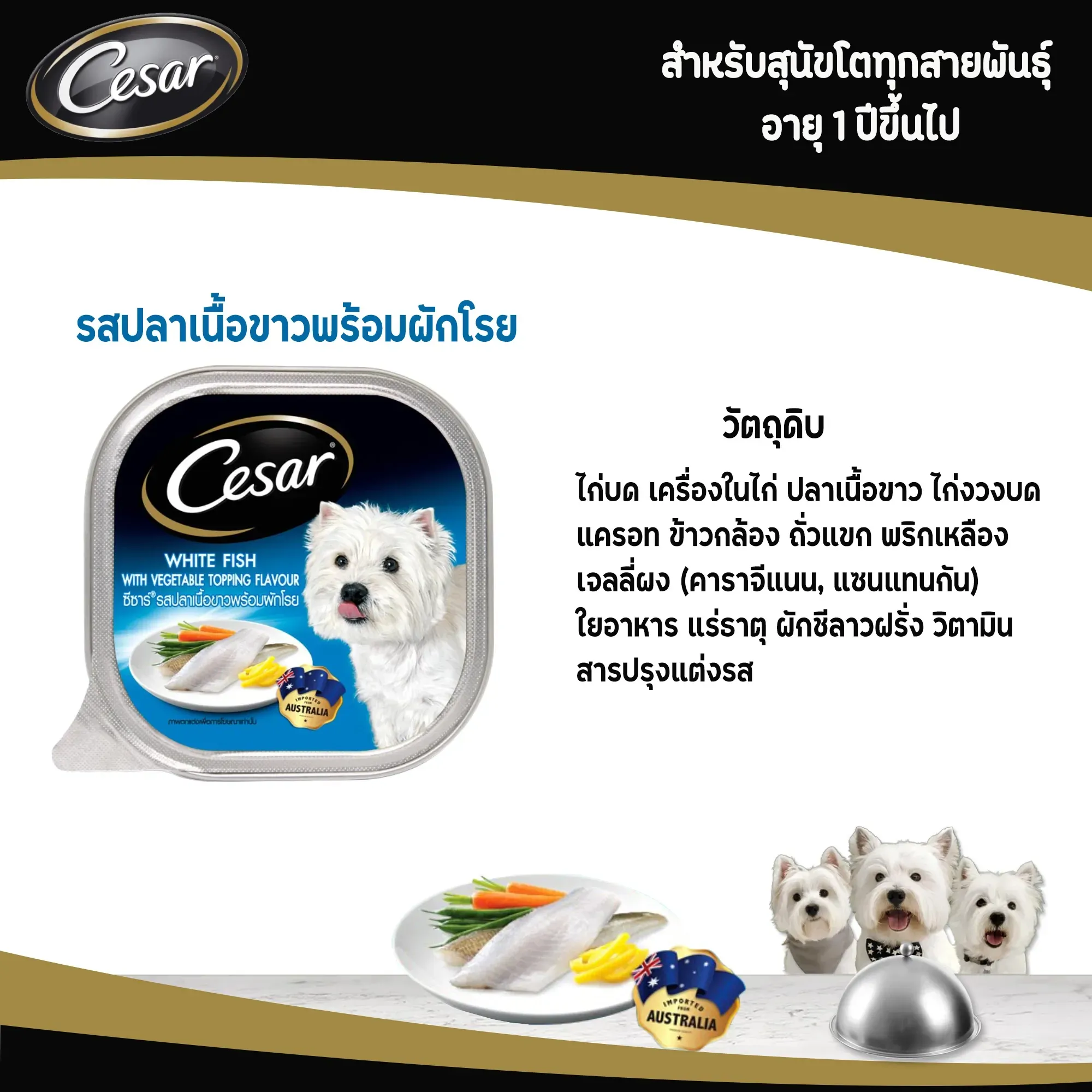 Cesar Tray อาหารเปียกสุนัขแบบถาด 100 g