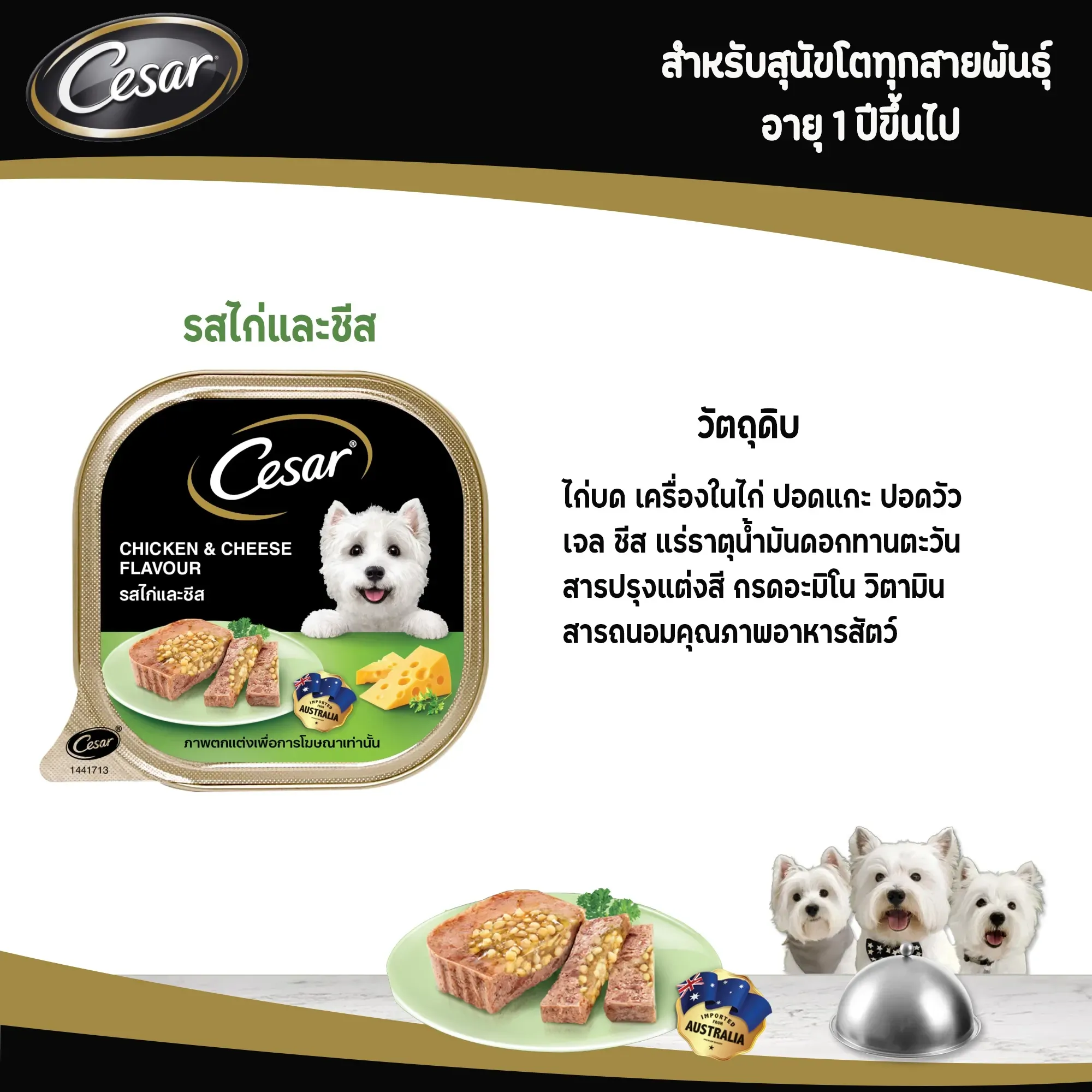 Cesar Tray อาหารเปียกสุนัขแบบถาด 100 g