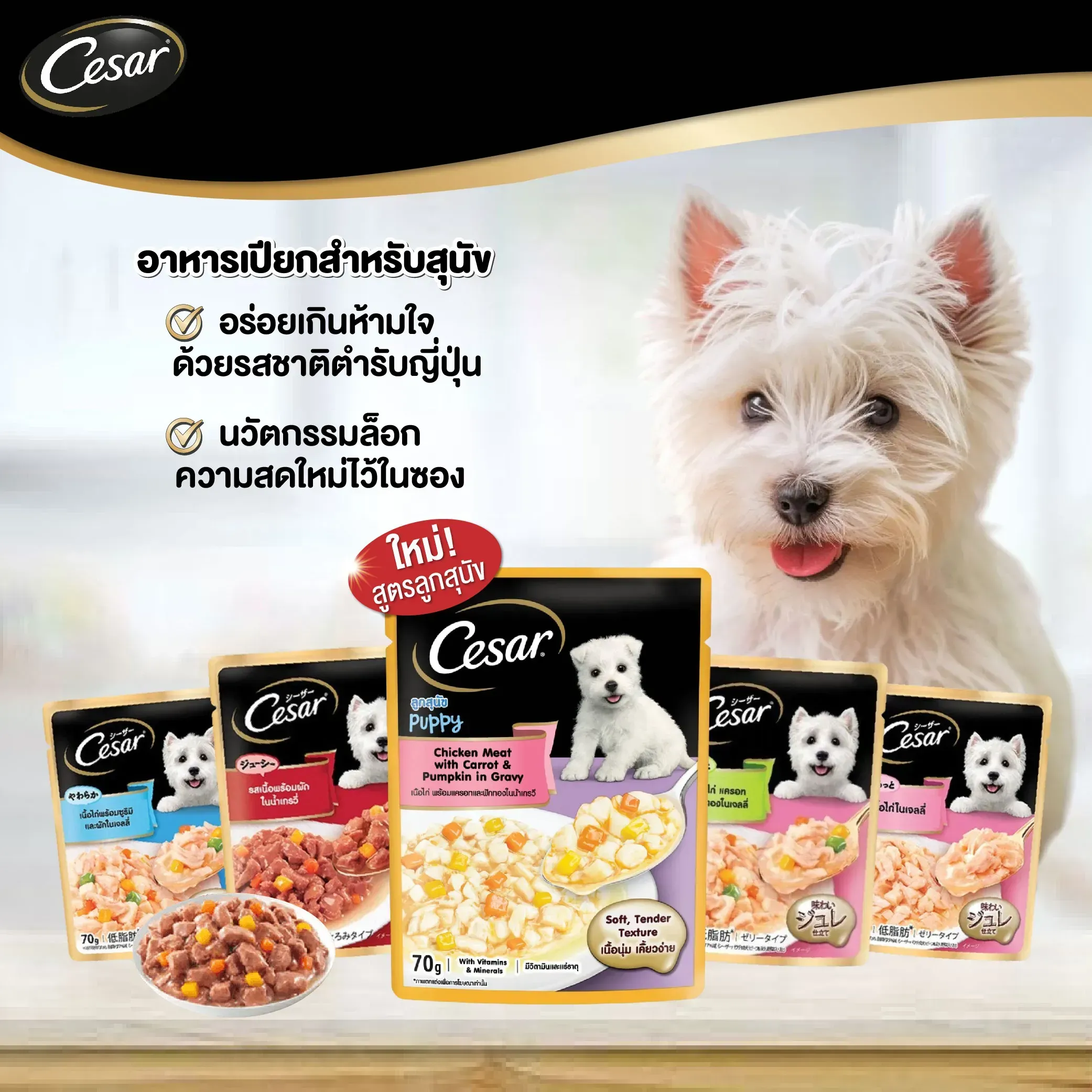 Cesar Pouch อาหารเปียกสุนัขซอง 70 g