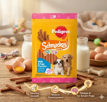 Pedigree ขนมลูกสุนัข Schmackos Stix รสนมและไข่ 70 g
