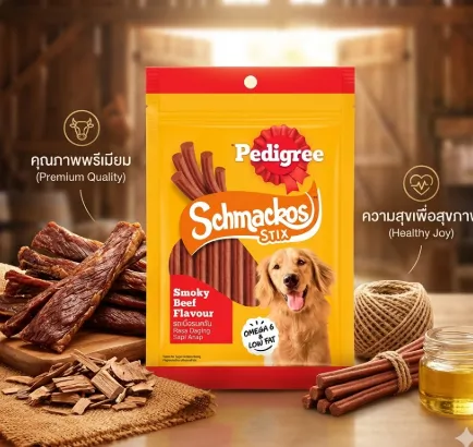 Pedigree ขนมสุนัข Schmackos Stix รสเนื้อรมควัน 70 g