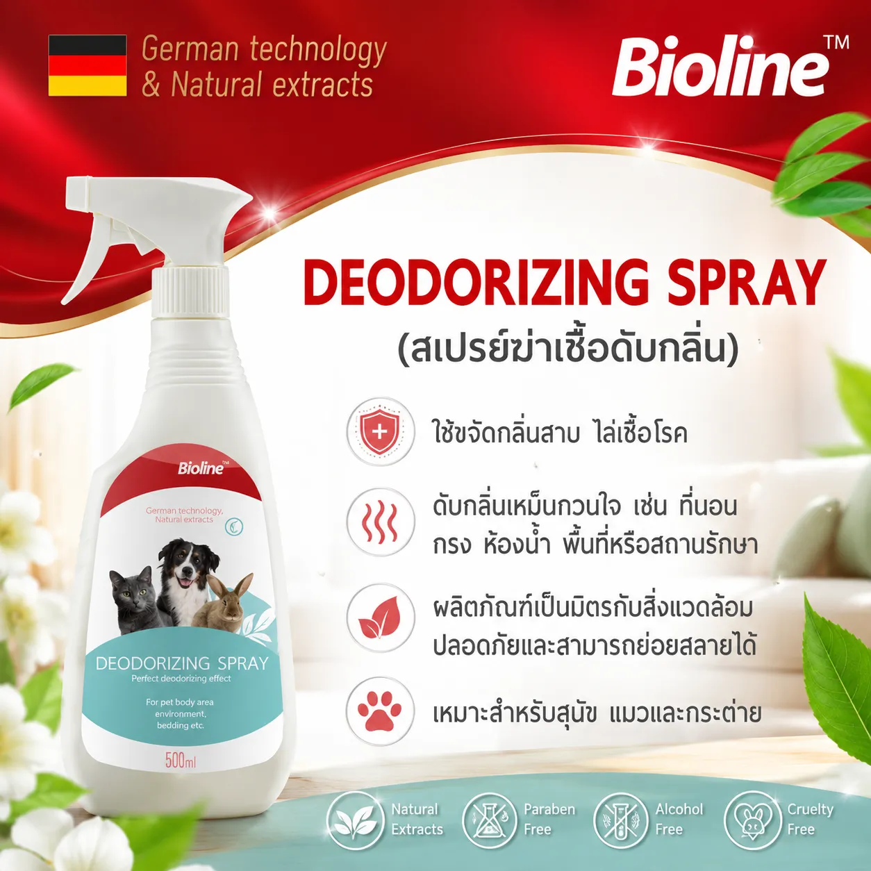 Bioline สเปรย์ฆ่าเชื้อดับกลิ่น Deodorizing 500Ml.