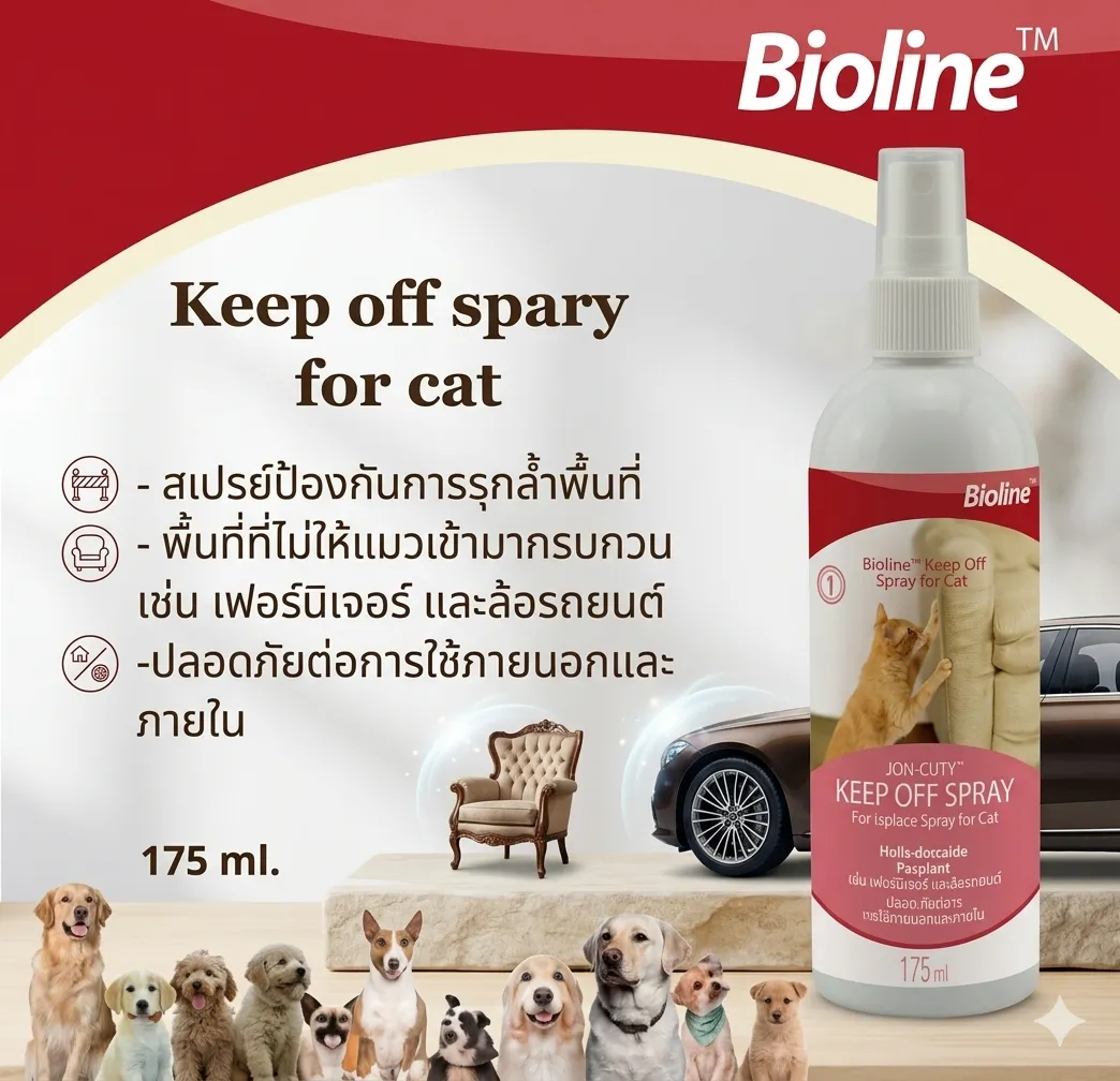 Bioline สเปรย์จำกัดพื้นที่แมว Keepoff Cat 175Ml.