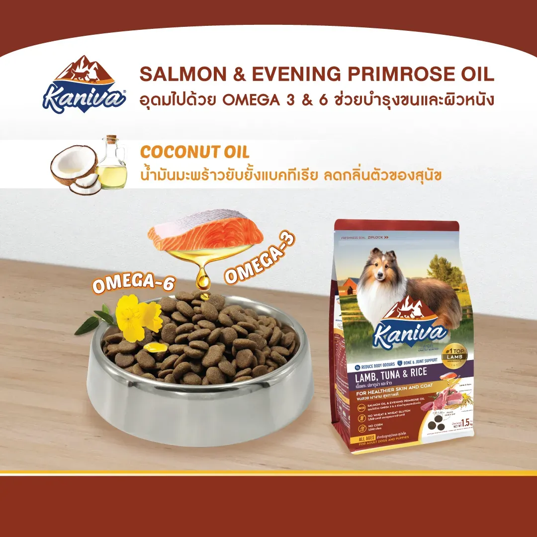 Kaniva Lamb & Tuna Dog Food สูตรอาหารสุนัข เนื้อแกะ ปลาทูน่า และข้าว