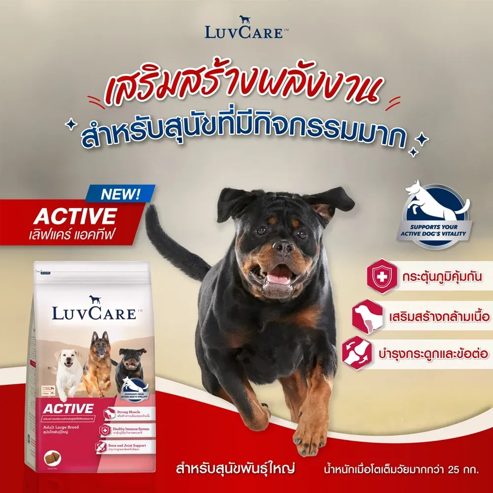Luvcare Active อาหารสุนัขโต (พันธุ์ใหญ่) แอคทีฟ