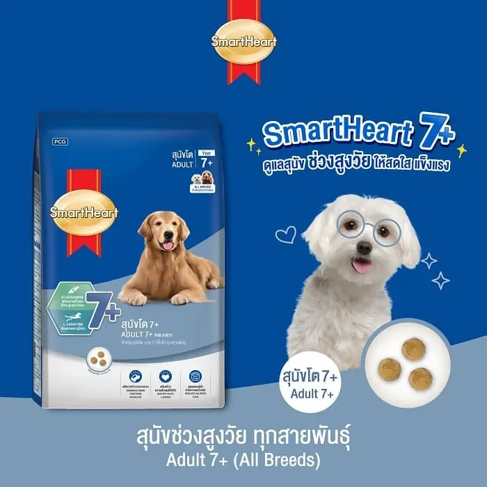 Smartheart 7+ อาหารสุนัขสูงวัย อายุ 7 ปีขึ้นไป