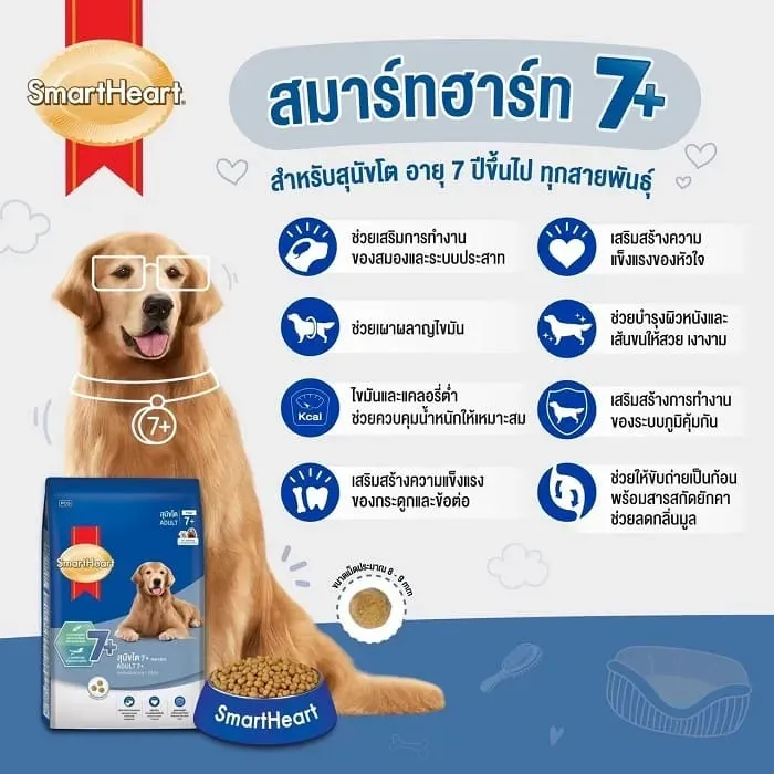 Smartheart 7+ อาหารสุนัขสูงวัย อายุ 7 ปีขึ้นไป