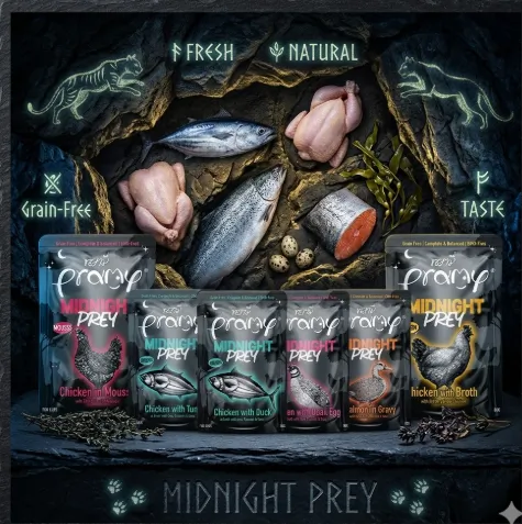 Pramy Midnight Prey อาหารแมวเปียกในน้ำซุปและเนื้อมูส 80 g