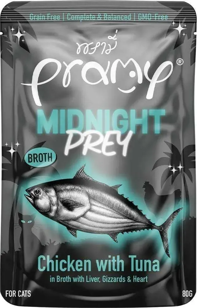 Pramy Midnight Prey อาหารแมวเปียกในน้ำซุปและเนื้อมูส 80 g