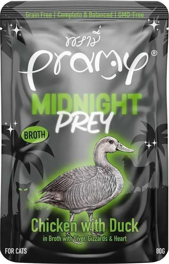 Pramy Midnight Prey อาหารแมวเปียกในน้ำซุปและเนื้อมูส 80 g