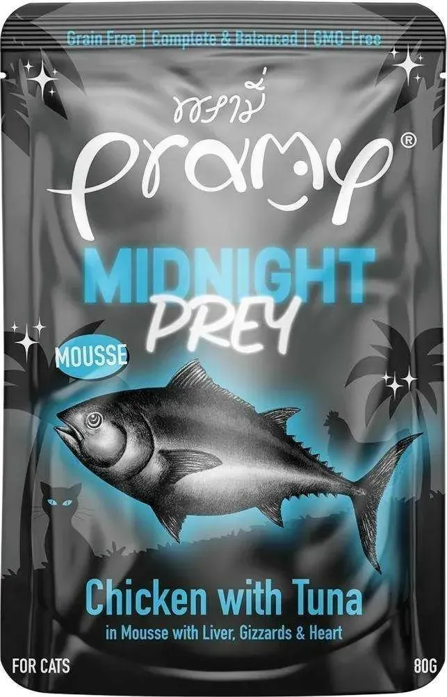 Pramy Midnight Prey อาหารแมวเปียกในน้ำซุปและเนื้อมูส 80 g